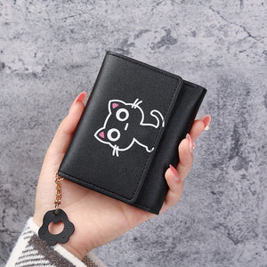 New Women&#39;s Wallet Cute Cat Short Wallet Leather Small Purse Girls Money Bag Card Holder Ladies Female Hasp 2022 Fashion
