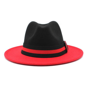 men fedora unisex solid color fedora hat women&#39;s 21-color wide brim jazz top hat autumn winter British retro Panama hat