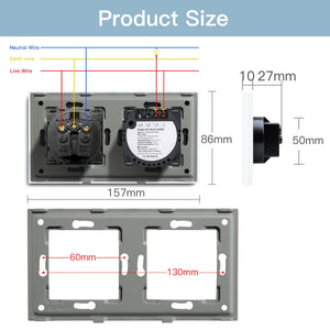 BSEED EU Standard Single Power Socket Touch Switch Crystal Panel USB Double Outlet Triple Wall Sockets Mounted Quadruple Sockets
