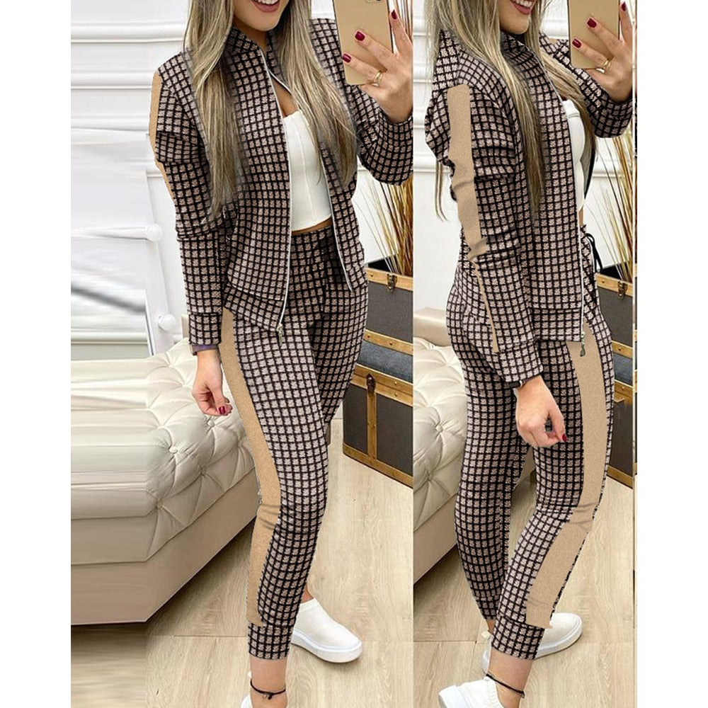 2022 Women Two Piece Set Outfits Autumn Women's Tracksuit Zipper Top And Pants Casual Sport Suit Winter 2 Piece Woman Set