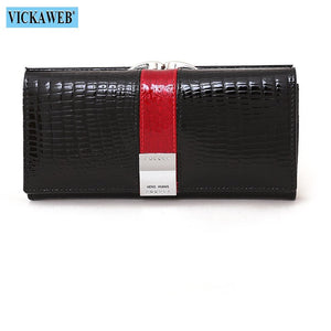 Free Gift 2022 New Diamonds Women&#39;s Patent Leather Wallet Long Fashion Patchwork Money Bag Ladies Purse Card Holder AE207-1