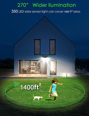 Waterproof Solar Powered Outdoor Light Motion Sensor 2000LM 350 LED Security Street Lamp Sconce Spotlights for Garden Decoration