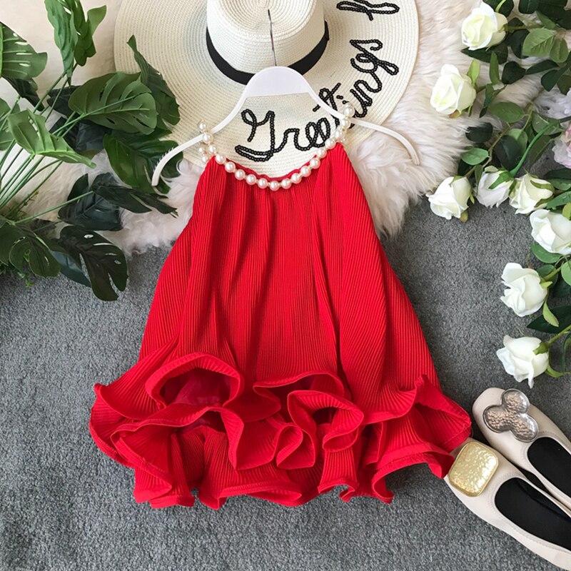 Women's Tops Summer Halter Beading Curled Chiffon Shirt Ruffled Loose Baby Shirt Sleeveless Tops Women Blouse ML843