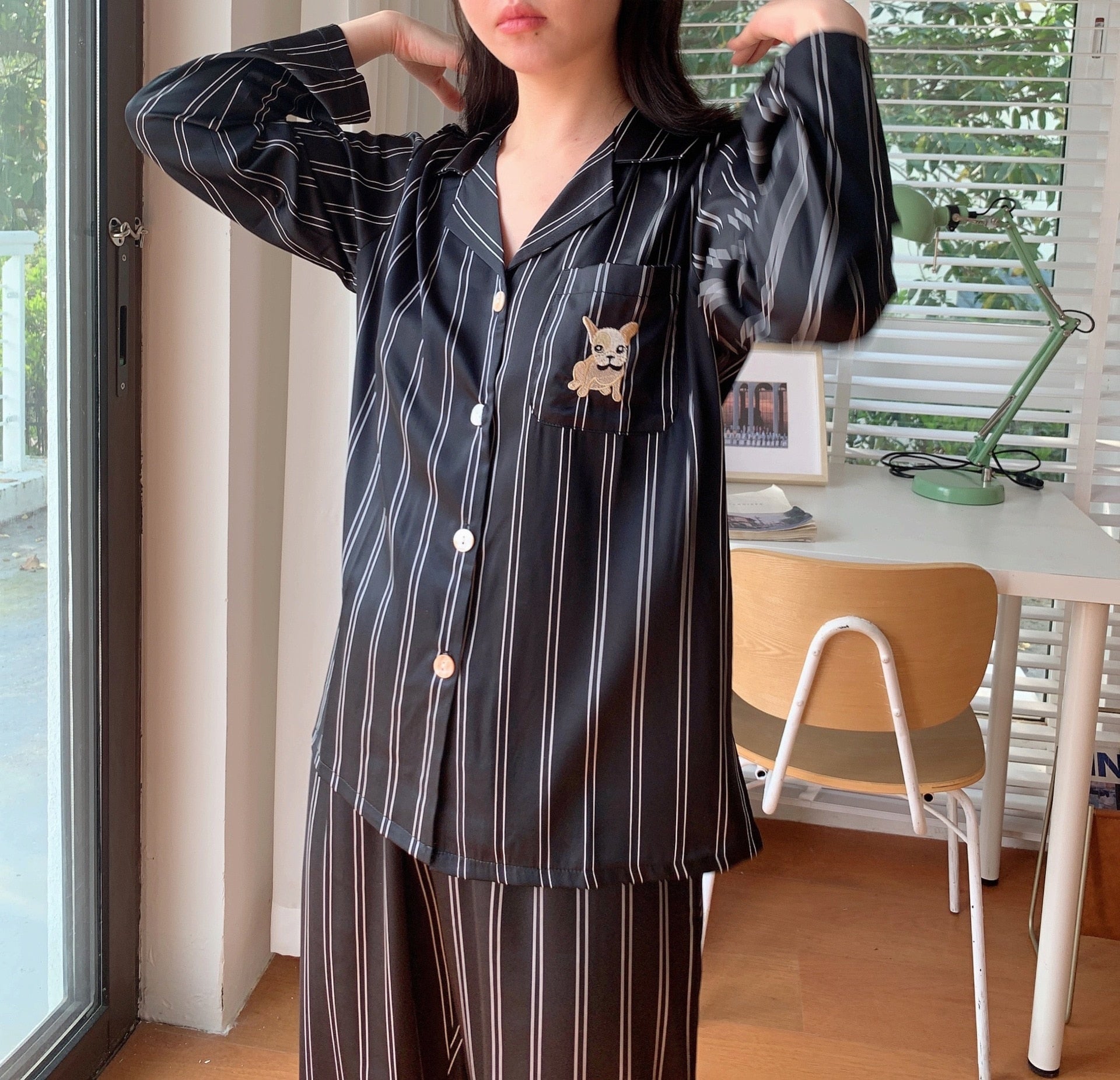 Pajamas 2022 spring and summer new simple fashion 3D digital positioning printing short-sleeved trousers women&#39;s pajamas set