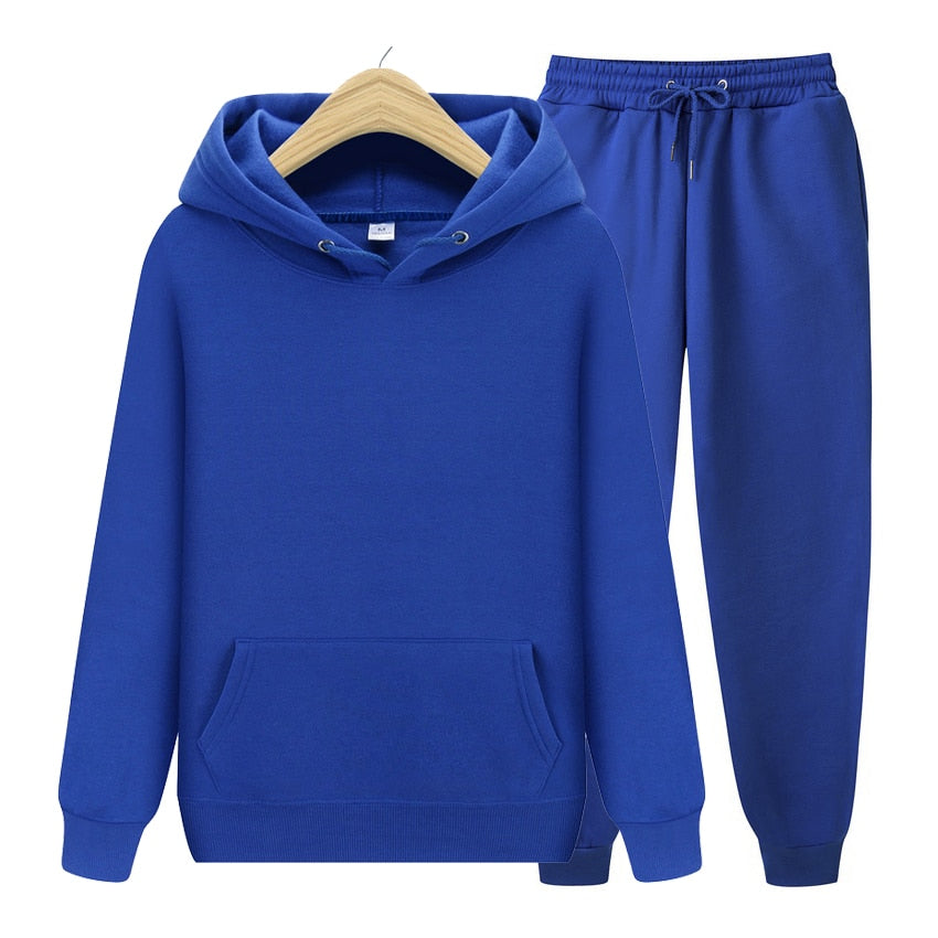 2022 new Men's ladies casual wear suit sportswear suit solid color pullover + pants suit autumn and winter fashion suit