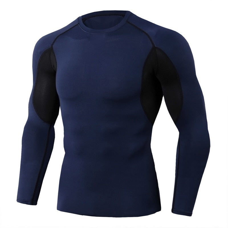 Men Bodybuilding Sport T-shirt Quick Dry Running Shirt Long Sleeve Compression Top Gym T Shirt Men Fitness Tight Rashgard