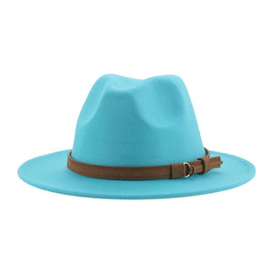 Fedora Hats for Women Men Wide Brim Solid Women Hats Band Belt Classic Formal Dress Khaki Black Winter Hats Sombreros De Mujer