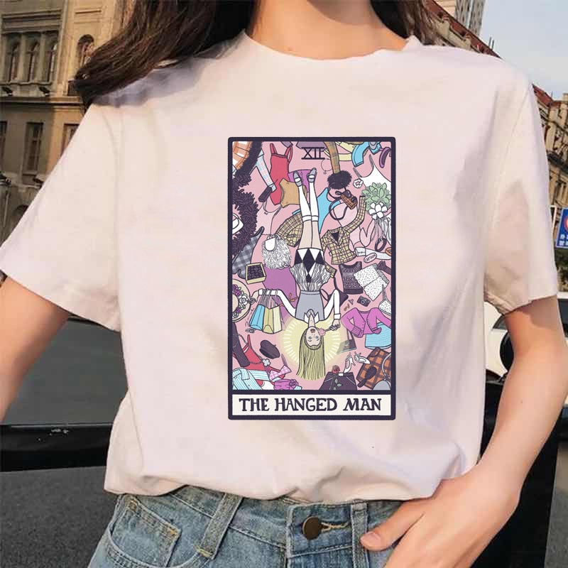 Women&#39;s Tarot Card Flower Funny Time Ladies Cartoon Fashion Short Sleeve Summer Printed T-shirt Women&#39;s T-shirt Top Pattern.