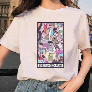 Women&#39;s Tarot Card Flower Funny Time Ladies Cartoon Fashion Short Sleeve Summer Printed T-shirt Women&#39;s T-shirt Top Pattern.