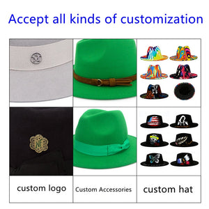 men fedora unisex solid color fedora hat women&#39;s 21-color wide brim jazz top hat autumn winter British retro Panama hat