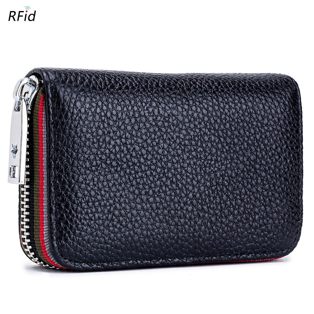 2023 New Fashion Women&#39;s Card Bag Genuine Leather Men Credit Card Holder Rfid Wallet Female Change Organizer Small Purse Zipper