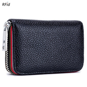 2023 New Fashion Women&#39;s Card Bag Genuine Leather Men Credit Card Holder Rfid Wallet Female Change Organizer Small Purse Zipper