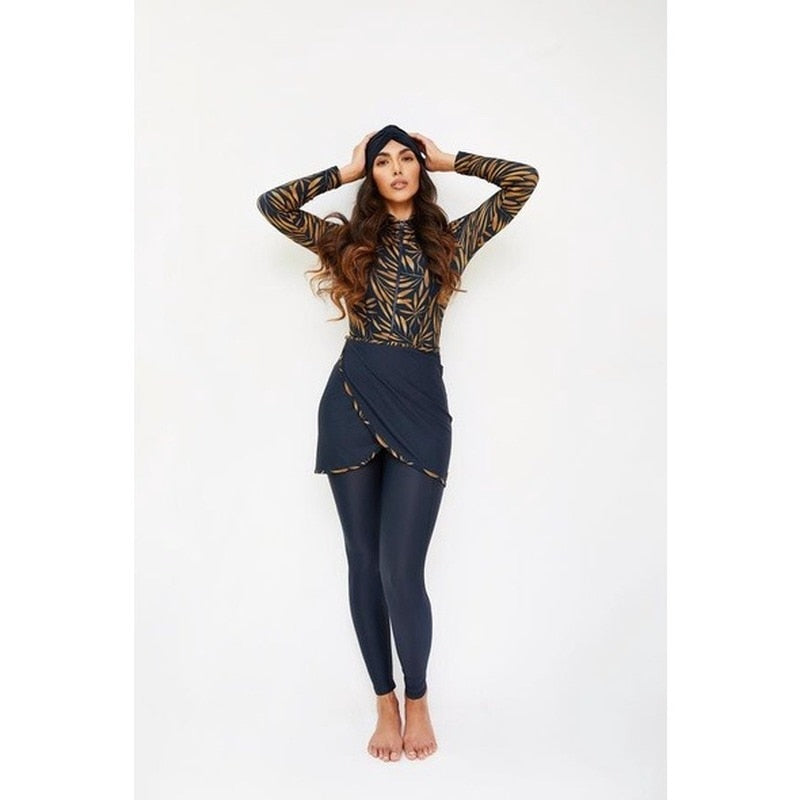 4 Piece Set Women&#39;s Muslim Swimwear Full Cover Lslamic Clothes Hijab Long Sleeves Sport Swimsuit Burkinis Wear Bathing Suit 4XL