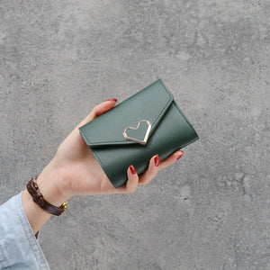 2022 New Short Women Wallets Free Name Engraving Kpop Heart-Shaped Cute Small Women&#39;s Wallet PU Leather Slim Simple Female Purse