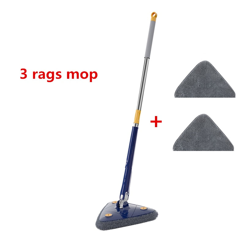 NEW Extended Triangle Mop 360 Twist Squeeze Wringing XType Window Glass Toilet Bathrrom Floor Household Cleaning Ceiling Dusting