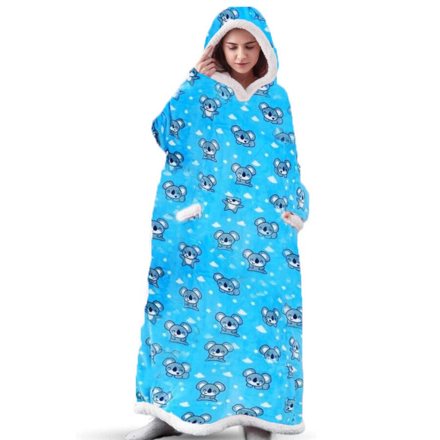 2023 Super Long Flannel Blanket with Sleeves Winter Hoodies Sweatshirt Women Men Pullover Fleece Giant TV Blanket Oversized New