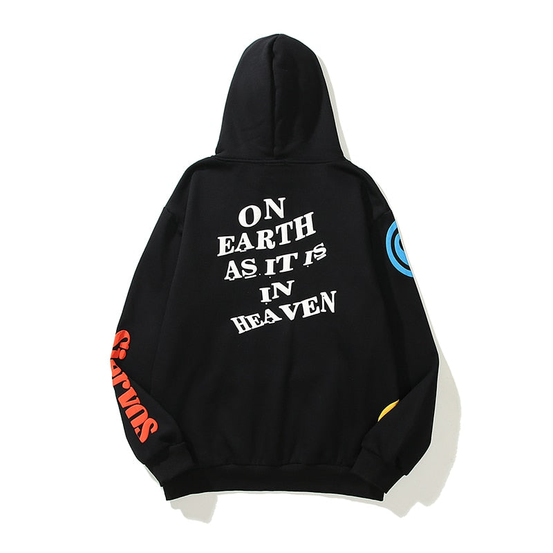 Harajuku Retro Letter Foam Graffiti Fleece Mens and Womens Hooded Sweatshirts Oversized Casual Pullover Loose Hoodies