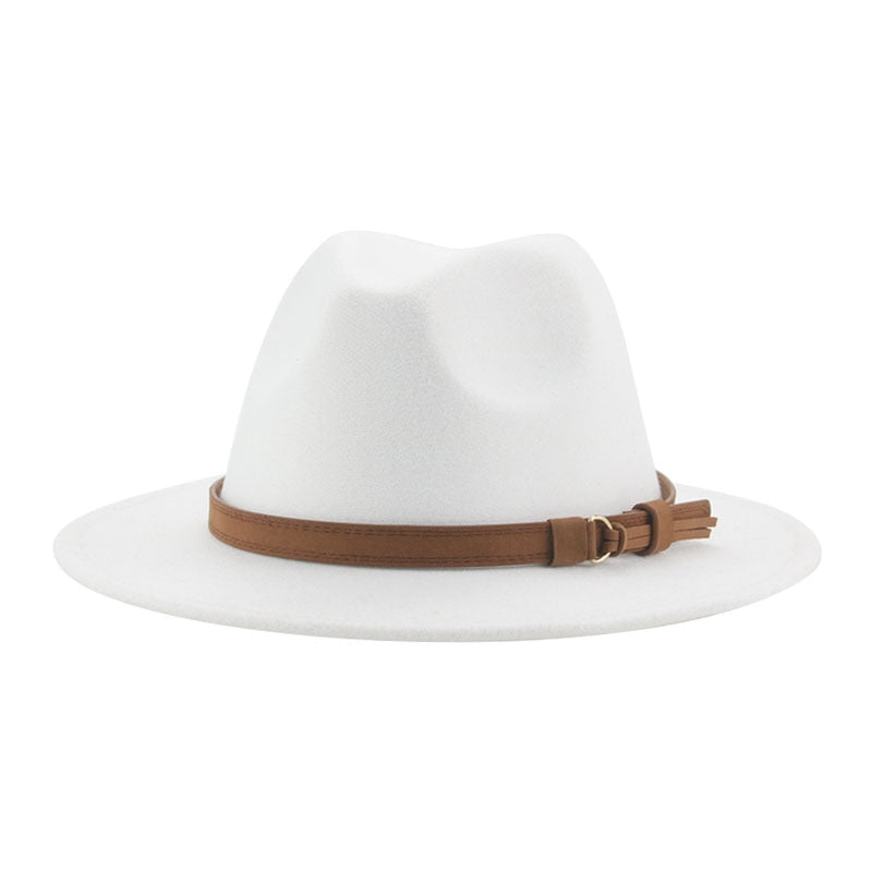 Fedora Hats for Women Men Wide Brim Solid Women Hats Band Belt Classic Formal Dress Khaki Black Winter Hats Sombreros De Mujer