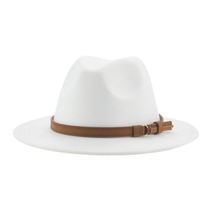 Fedora Hats for Women Men Wide Brim Solid Women Hats Band Belt Classic Formal Dress Khaki Black Winter Hats Sombreros De Mujer