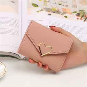 2022 New Short Women Wallets Free Name Engraving Kpop Heart-Shaped Cute Small Women&#39;s Wallet PU Leather Slim Simple Female Purse