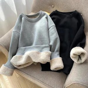 Men Winter Fleece Thickened Sweatshirts Male Retro Casual O-neck Long Sleeve Hoodie Tops 2022 Solid Basic Warm Loose Pullovers