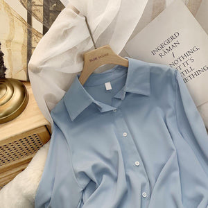 XEJ Chiffon Blouse Women&#39;s White LongSleeve Tops Spring 2022 Korean Fashion Shirt Solid Color Niche Loose Shirt Women Plus Sizes