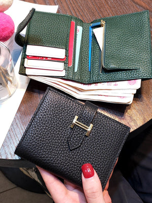 GENUINE LEATHER Women&#39;s Wallet Men Rfid Small Ultra-thin Coin Wallet Short Design Small Wallet Purses Woman(no Logo)