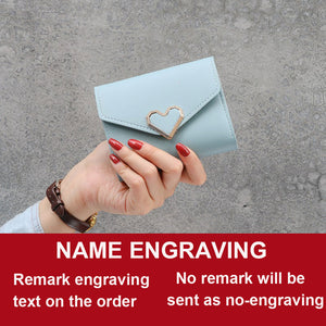 2022 New Short Women Wallets Free Name Engraving Kpop Heart-Shaped Cute Small Women&#39;s Wallet PU Leather Slim Simple Female Purse