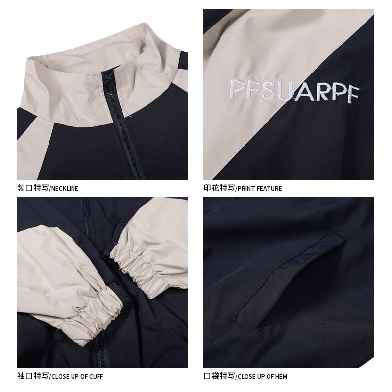 Hip Hop Varsity Jacket Men High Street Patchwork Color Block Windbreaker Coats Women Spring Autumn Thin Fashion College Jackets