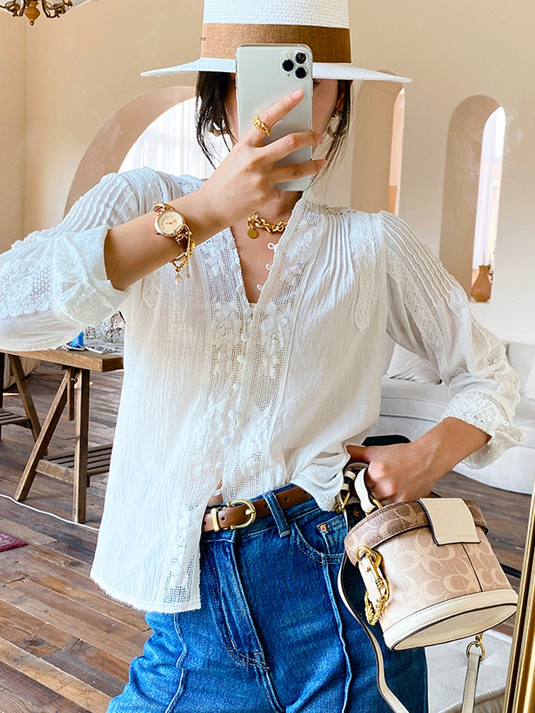 Jastie 2022 Spring Summer Blouse Shirts Women Long Sleeve Boho White Loose Blouses Shirt Women&#39;s Clothing Beach Tops Blusas