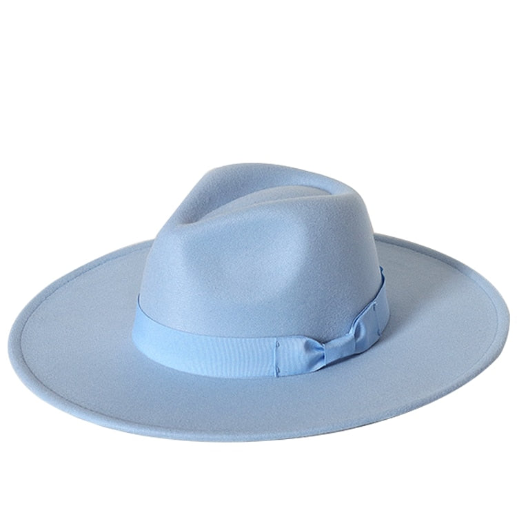 New color Fedora winter hat top concave-convex water drop 9.5cm brim male and female felt jazz watermelon red шляпа женская
