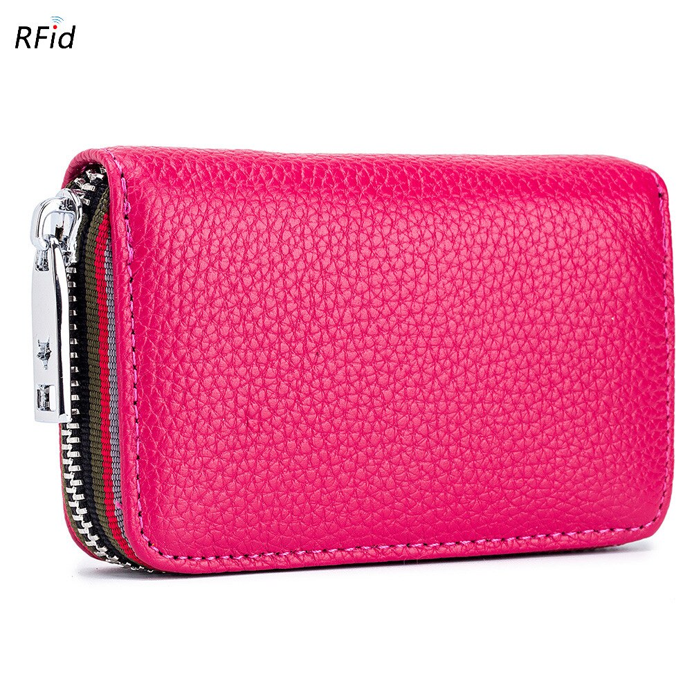 2023 New Fashion Women&#39;s Card Bag Genuine Leather Men Credit Card Holder Rfid Wallet Female Change Organizer Small Purse Zipper