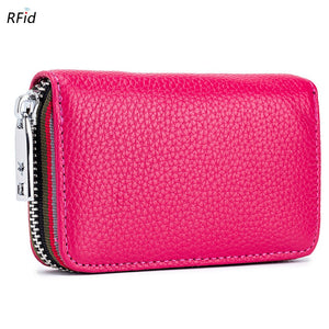 2023 New Fashion Women&#39;s Card Bag Genuine Leather Men Credit Card Holder Rfid Wallet Female Change Organizer Small Purse Zipper