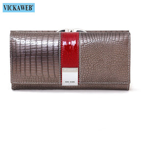 Free Gift 2022 New Diamonds Women&#39;s Patent Leather Wallet Long Fashion Patchwork Money Bag Ladies Purse Card Holder AE207-1