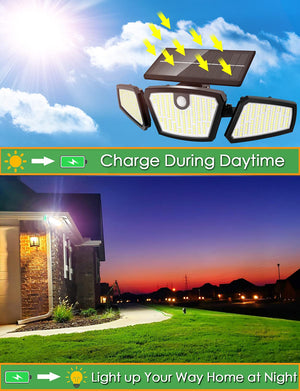 Waterproof Solar Powered Outdoor Light Motion Sensor 2000LM 350 LED Security Street Lamp Sconce Spotlights for Garden Decoration