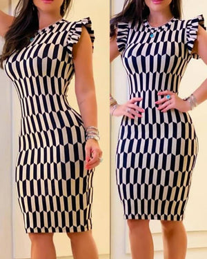 Elegant Women&#39;s Dresses 2022 Summer Fashion Colorblock Round Neck Sleeveless Casual Bodycon Mini Daily Dress