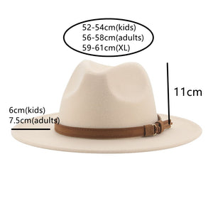 Fedora Hats for Women Men Wide Brim Solid Women Hats Band Belt Classic Formal Dress Khaki Black Winter Hats Sombreros De Mujer
