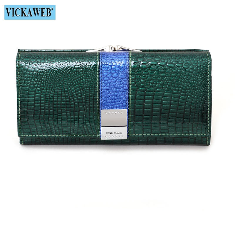 Free Gift 2022 New Diamonds Women&#39;s Patent Leather Wallet Long Fashion Patchwork Money Bag Ladies Purse Card Holder AE207-1