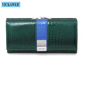 Free Gift 2022 New Diamonds Women&#39;s Patent Leather Wallet Long Fashion Patchwork Money Bag Ladies Purse Card Holder AE207-1