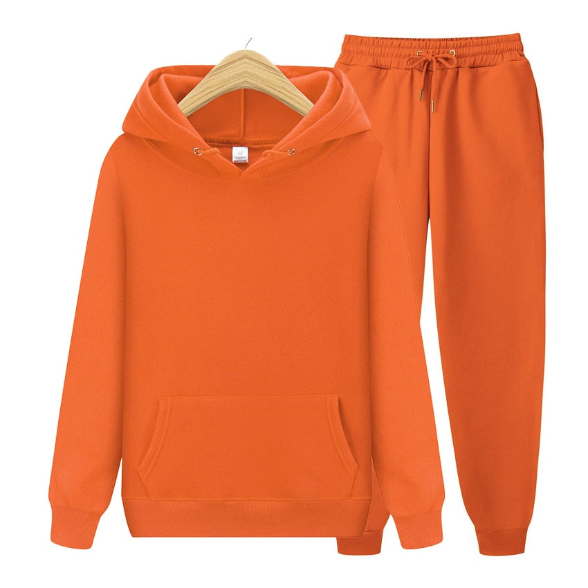 2022 new Men's ladies casual wear suit sportswear suit solid color pullover + pants suit autumn and winter fashion suit