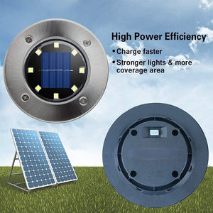 Solar Ground Lights 8 LED Solar Garden Lights Waterproof Outdoor Solar Disk Lights for Pathway Yard Walkway Patio Lawn Path