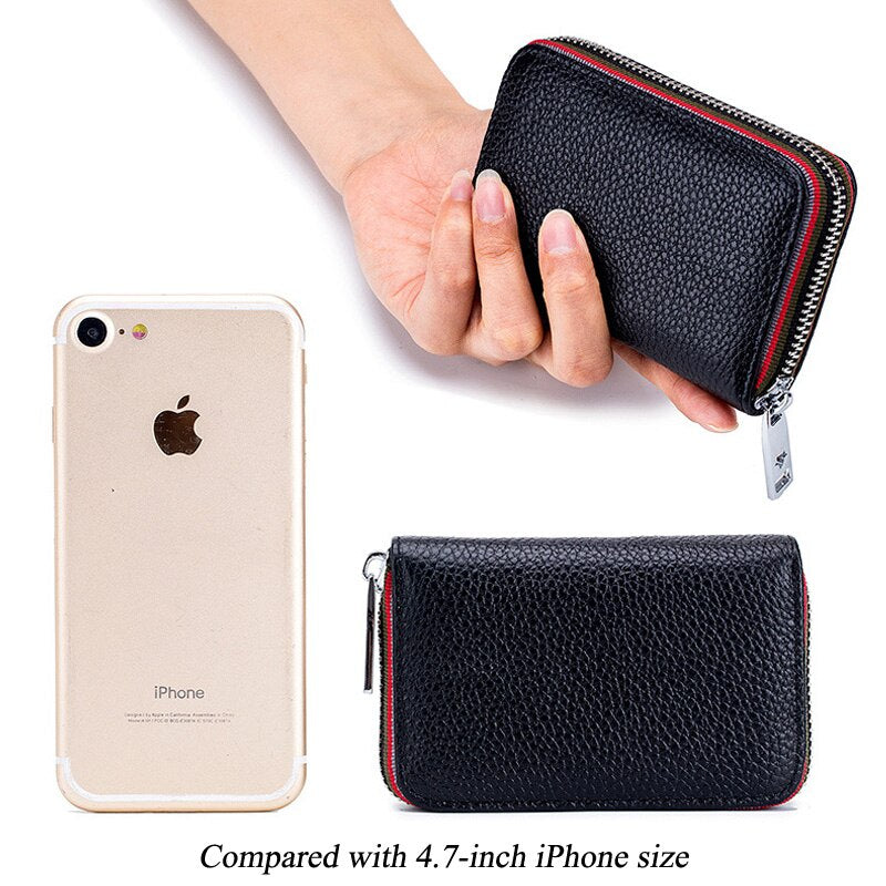 2023 New Fashion Women&#39;s Card Bag Genuine Leather Men Credit Card Holder Rfid Wallet Female Change Organizer Small Purse Zipper