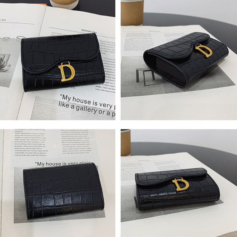 Women Card Holder Short Wallet Mini Women's PU Letter Wallet Multi-Card Card Holder Small Bag Multi-functional Purse Clutch Bag