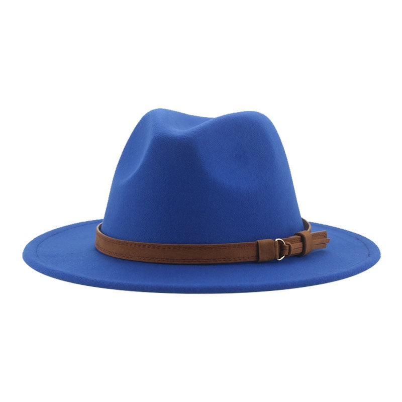 Fedora Hats for Women Men Wide Brim Solid Women Hats Band Belt Classic Formal Dress Khaki Black Winter Hats Sombreros De Mujer