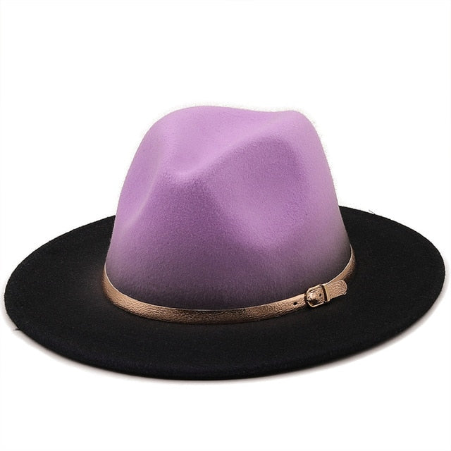 men fedora unisex solid color fedora hat women&#39;s 21-color wide brim jazz top hat autumn winter British retro Panama hat