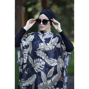 4 Pcs Women's Muslim Swimwear Digital Printed Lslamic Clothes Hijab Long Sleeves Sport Swimsuit Burkinis Wear Bathing Suit 4XL