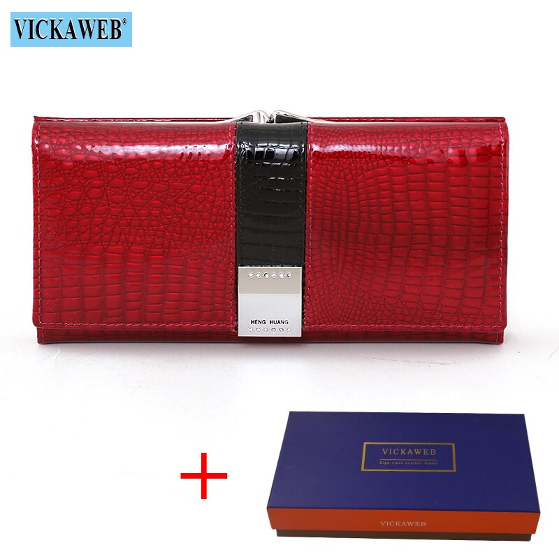Free Gift 2022 New Diamonds Women&#39;s Patent Leather Wallet Long Fashion Patchwork Money Bag Ladies Purse Card Holder AE207-1