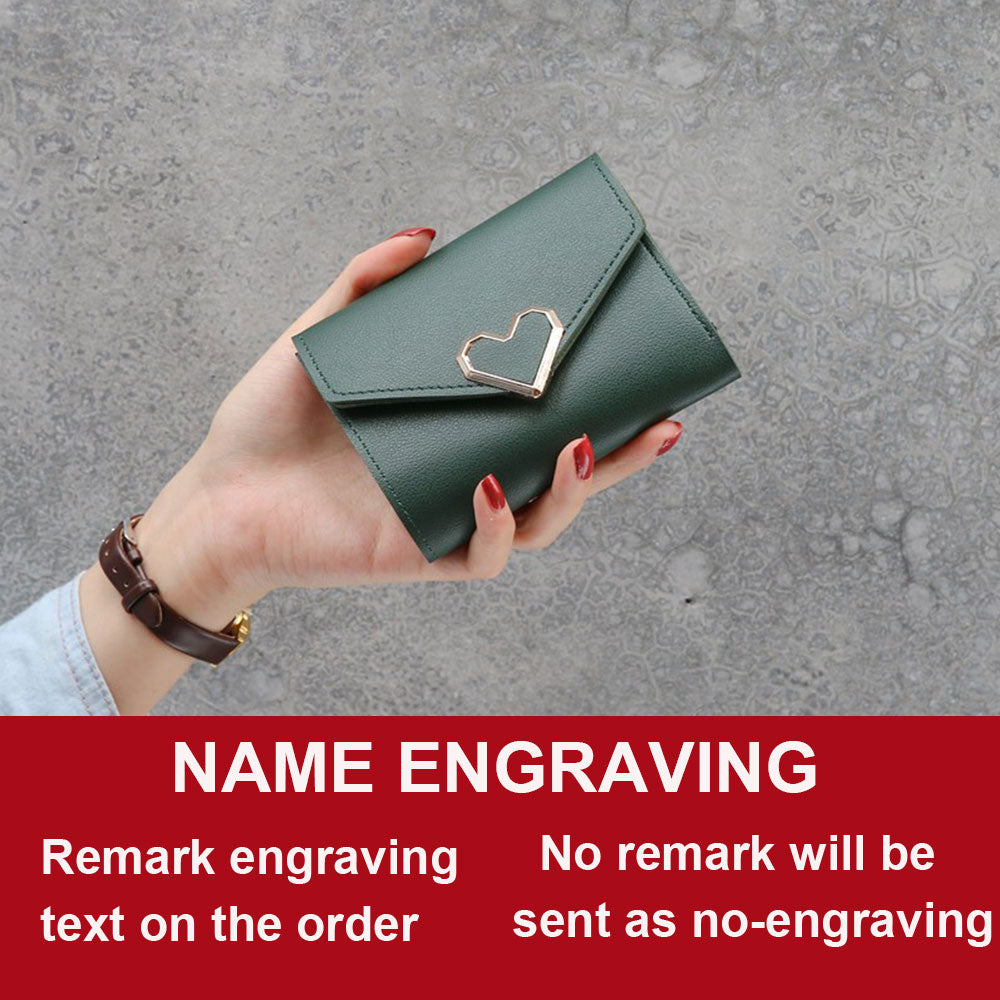 2022 New Short Women Wallets Free Name Engraving Kpop Heart-Shaped Cute Small Women&#39;s Wallet PU Leather Slim Simple Female Purse