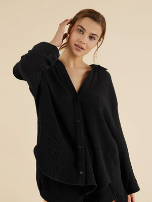 Linad Loose Women&#39;s Nightwear Cotton V Neck Long Sleeve Pajamas 2 Piece Sets Female Casual Suits With Shorts Solid Sleepwear