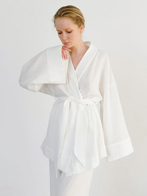 100% Cotton Women&#39;s Nightgown Robe Pajama Sets Flare Nightgown Trouser Suits Drop Sleeves Set Woman 2 Pieces Bathrobe For Women